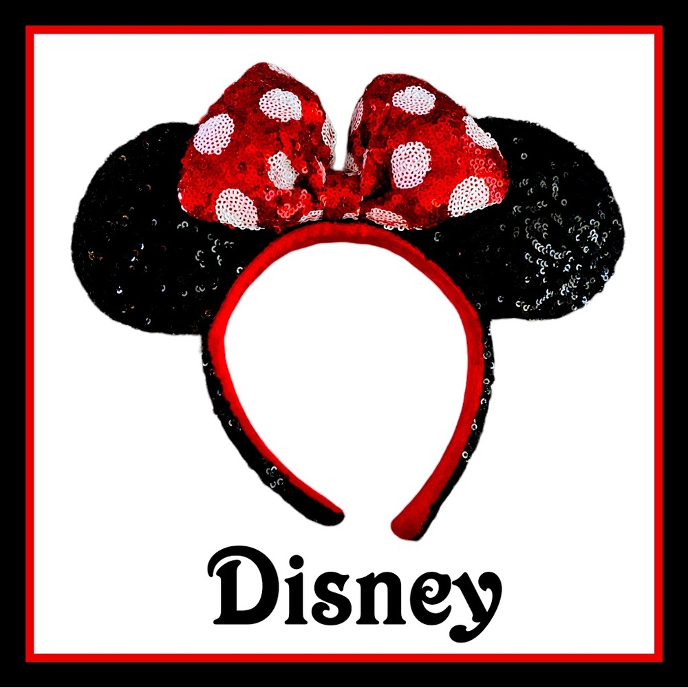 Red & Black Sequin Minnie Mouse Ear Headband
